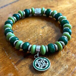Rustic Cuff Green and Silver Bracelet